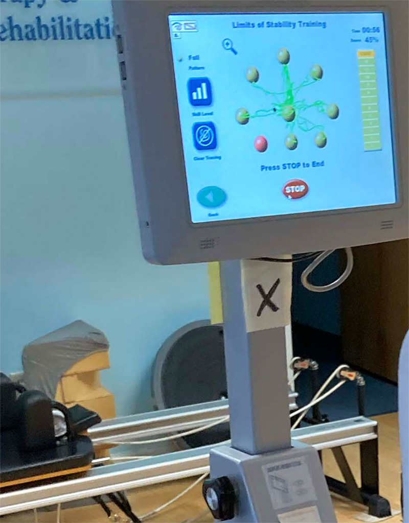 View of Biodex machine screen to measure Balance and other conditions. 